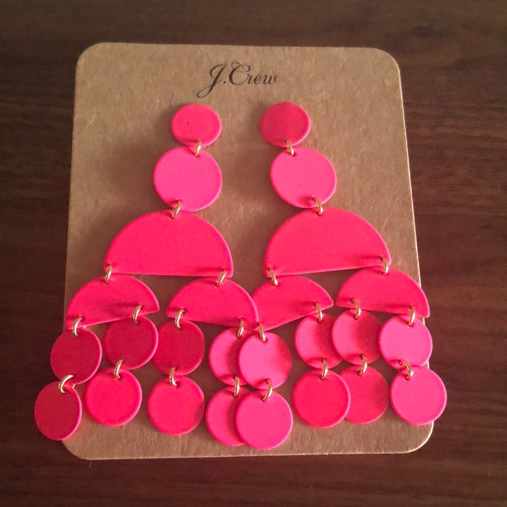 J. Crew hot pink chandelier earrings
